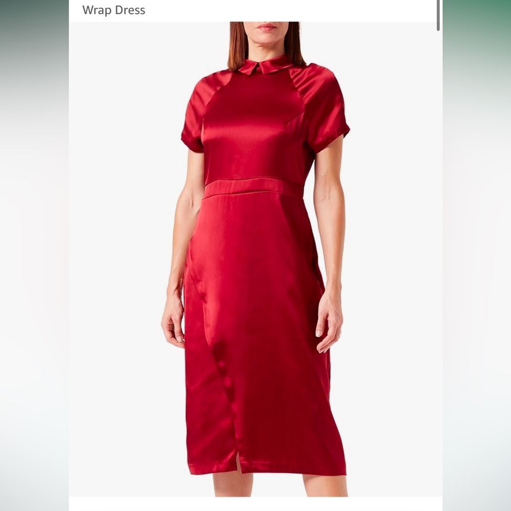 Red satiny short sleeve midi dress size xl new with tags - Picture 1 of 7